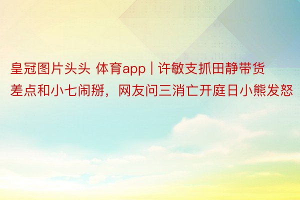 皇冠图片头头 体育app | 许敏支抓田静带货差点和小七闹掰，网友问三消亡开庭日小熊发怒