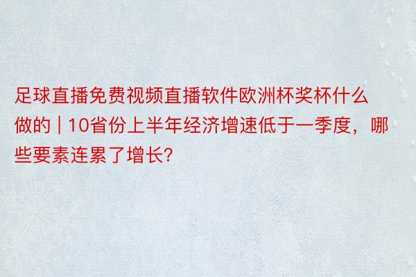 足球直播免费视频直播软件欧洲杯奖杯什么做的 | 10省份上半年经济增速低于一季度，哪些要素连累了增长？