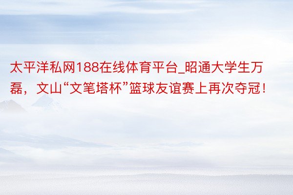 太平洋私网188在线体育平台_昭通大学生万磊，文山“文笔塔杯”篮球友谊赛上再次夺冠！