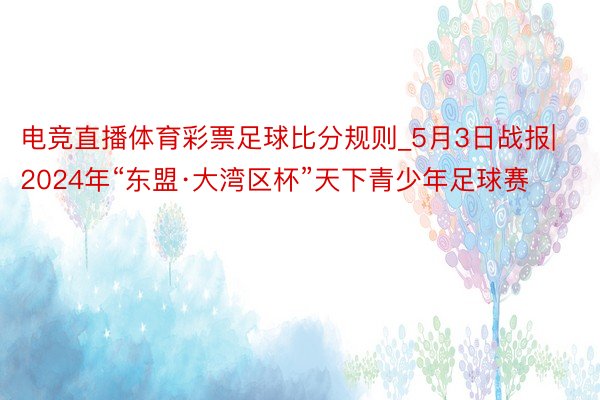 电竞直播体育彩票足球比分规则_5月3日战报|2024年“东盟·大湾区杯”天下青少年足球赛