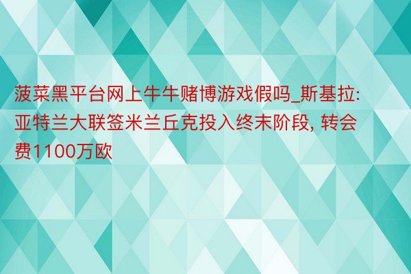 菠菜黑平台网上牛牛赌博游戏假吗_斯基拉: 亚特兰大联签米兰丘克投入终末阶段, 转